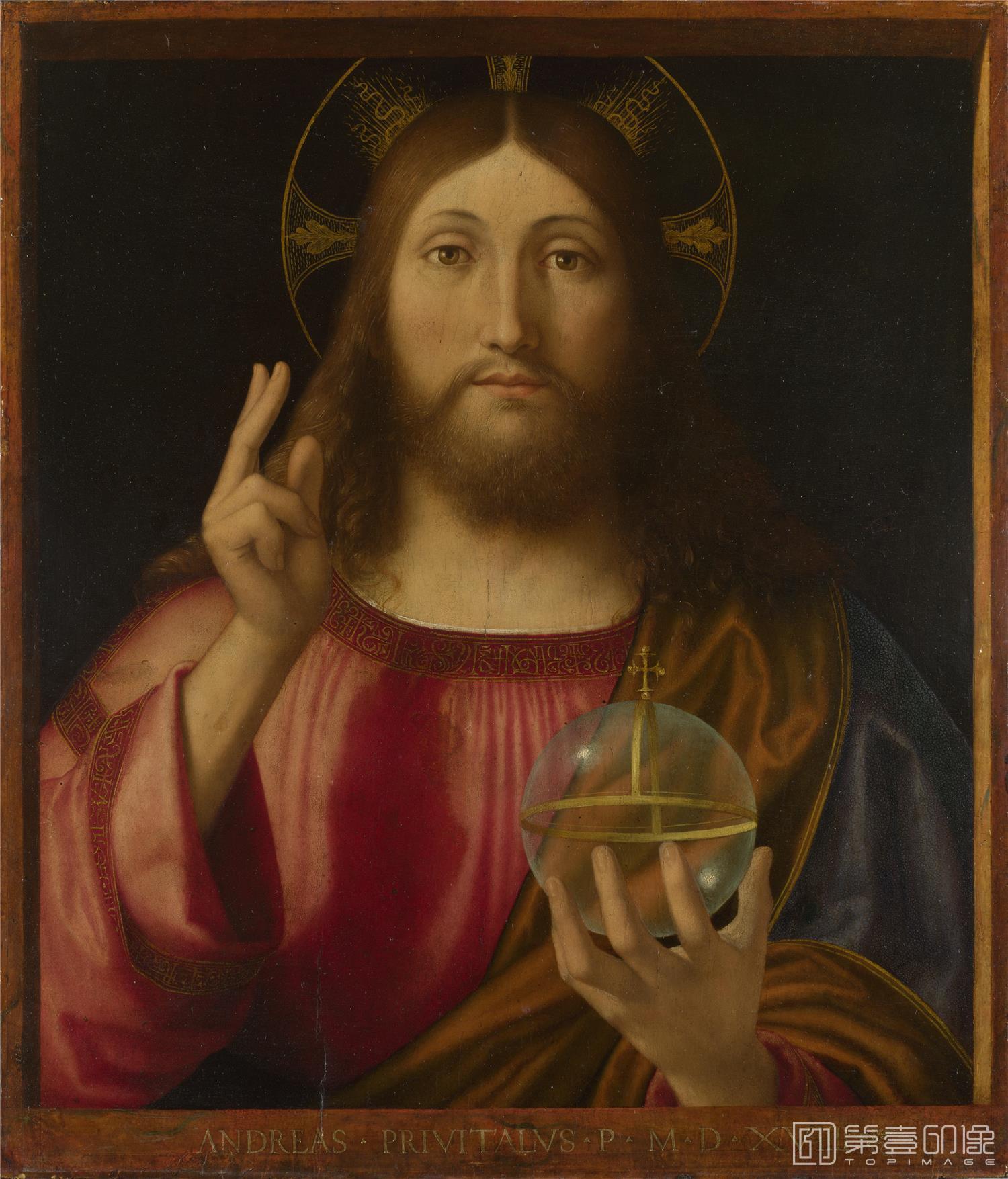 油画-大英博物馆藏画-Andrea Previtali - Salvator Mundi-0171